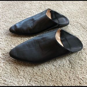 Black Leather Babouche Mules Size 7